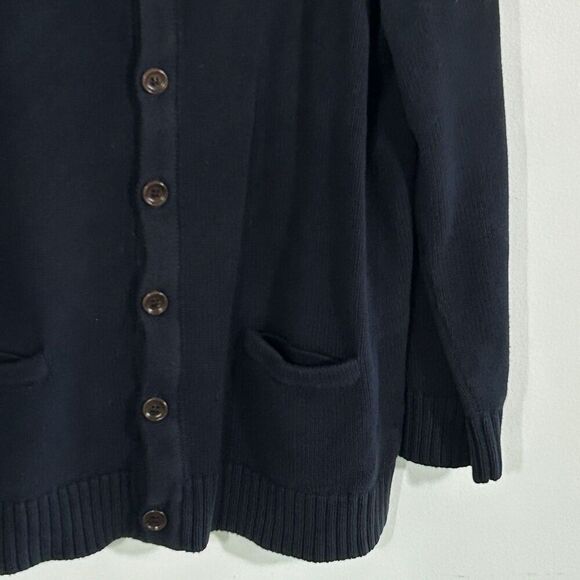 LL Bean Mens Cardigan Sweater Size XL Tall Navy Blue Pockets V-Neck Cotton - Picture 3 of 5